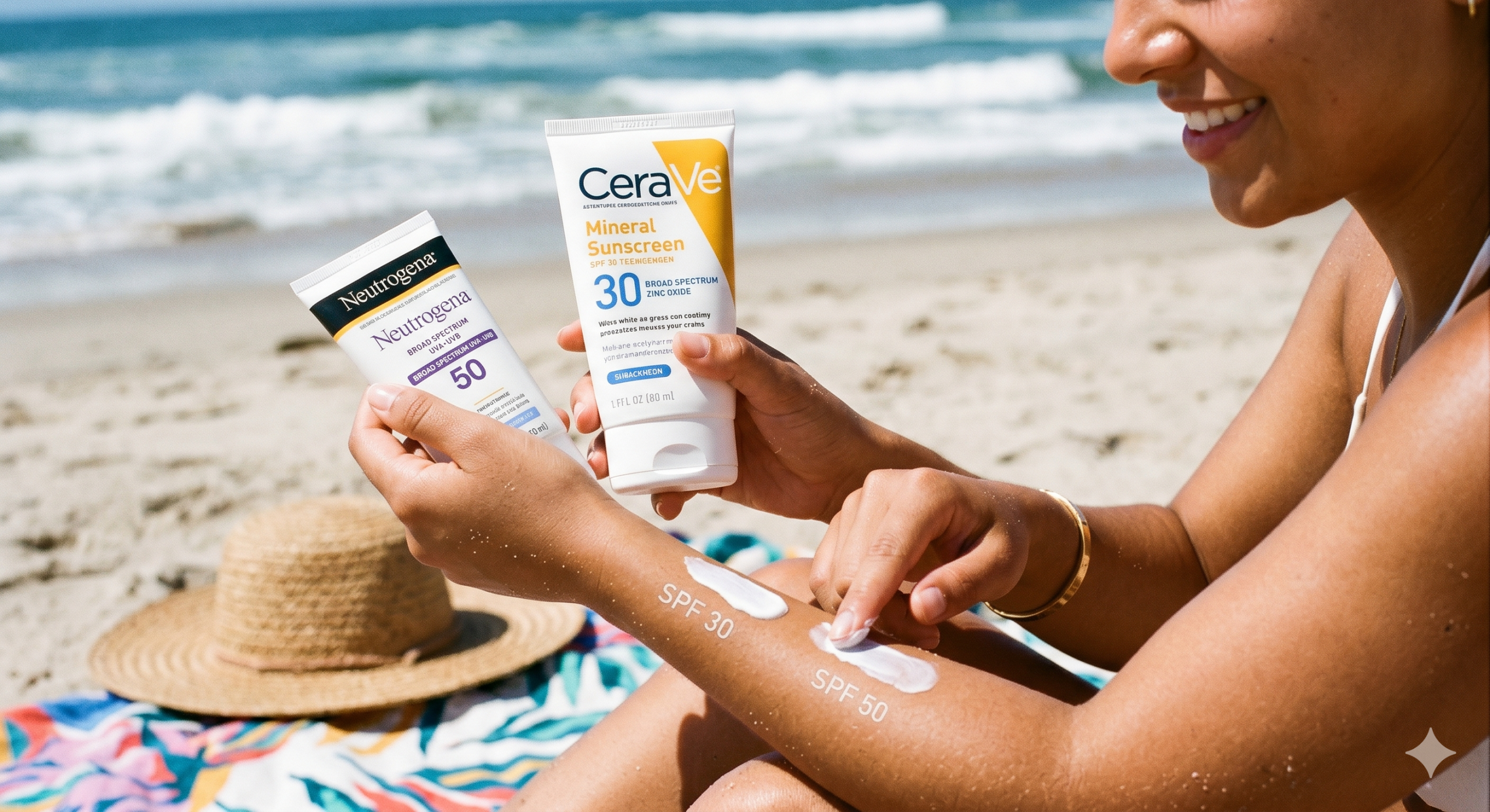 Woman applying daily best sunscreen for her skin