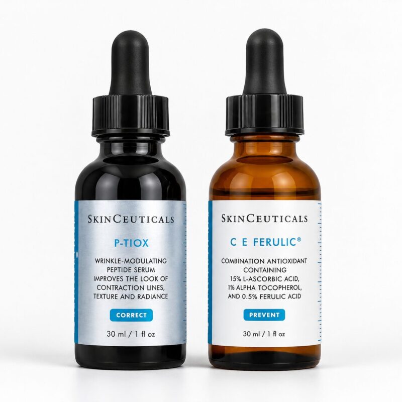Vitamin C + Peptide Duo: SkinCeuticals C E Ferulic + P-TIOX Anti-Wrinkle Serum